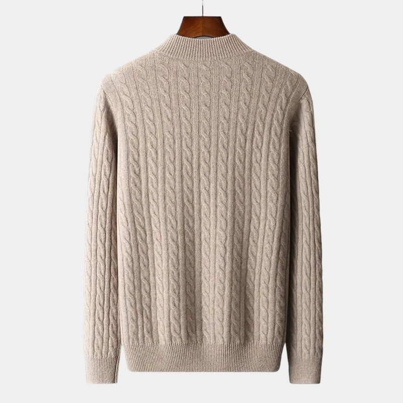 La velour™ | WOOL KNITTED QUARTER-ZIP SWEATER